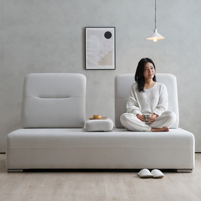 [에보니아] 애플 2인 등받이 모듈소파 등받이2개포함 (등받이 이동가능), 싱글, 본품(스노우), 스노우/스노우