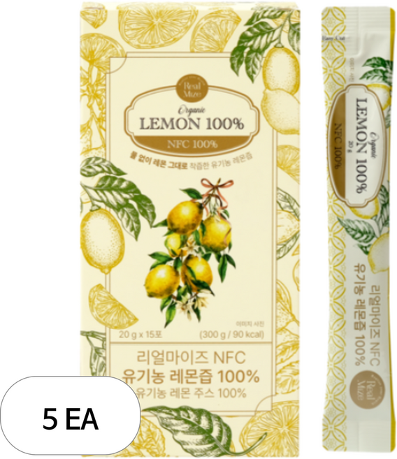 리얼마이즈 NFC 유기농 레몬즙 스틱, 300g, 5개