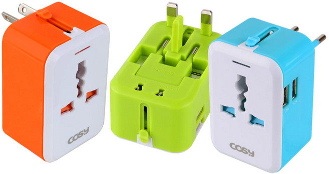 코시 팝블럭 USB 2포트 여행용 아답터 TA3024U 오렌지, 1개