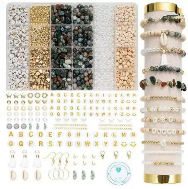 비큐리어스 천연석 올인원 쥬얼리 DIY 키트, 1개, 인디언스톤