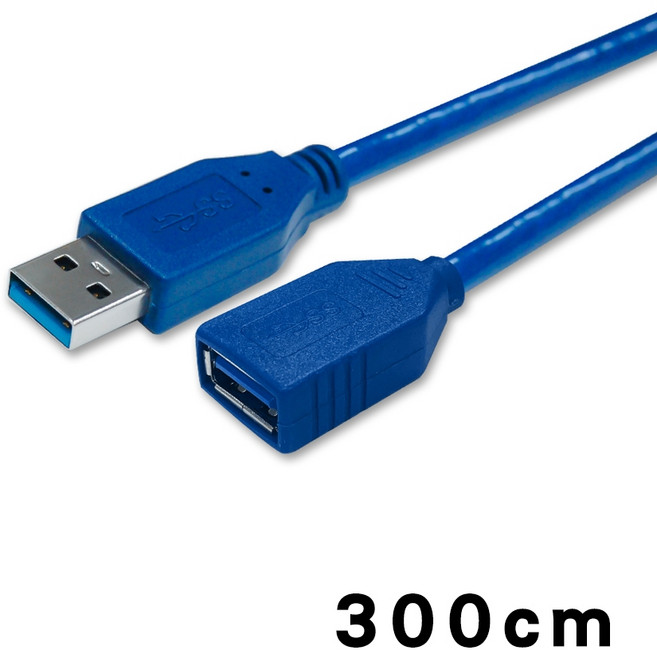USB-A 3.0 延長線 雙層抗干擾 公對母高速傳輸線, 藍色300公分, 1條
