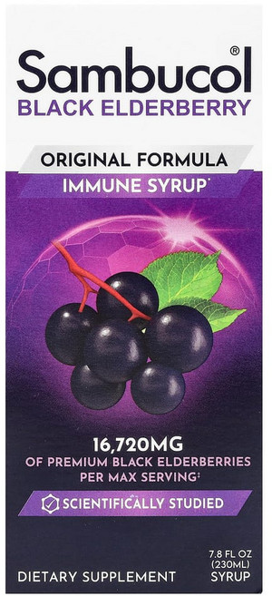 삼부콜 블랙 엘더베리 시럽 오리지널 포뮬라 230ml(7.8fl oz), 1개, 230ml