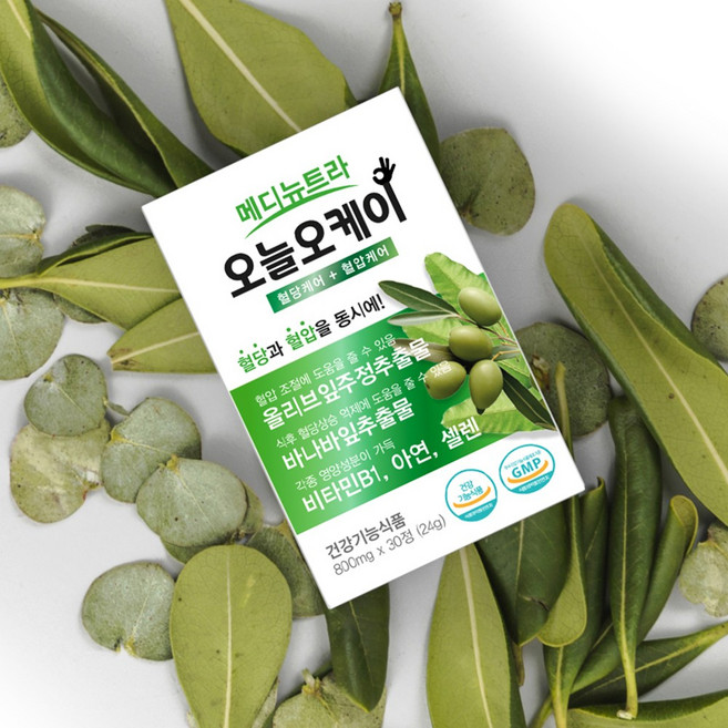 혈당혈압케어 오늘오케이 바나바잎 올리브잎, 3박스, 30정
