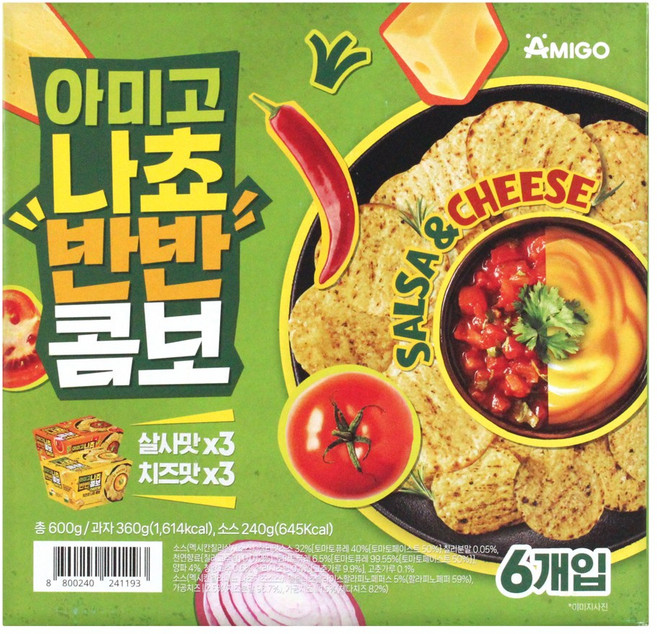 마담K 아미고 나쵸 반반 콤보 치즈 살사맛 100g 6개, 1개