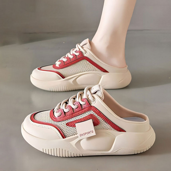 Modern Fashion 여성 볼넓은 메쉬 키높이 슬리퍼 뮬 운동화
