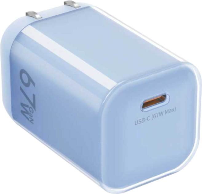 AiHome 67W GaN 氮化鎵迷你充電器 Type-C 智慧電源供應器 PD-67-1C, 67W氮化鎵-藍色快充頭,, 1個