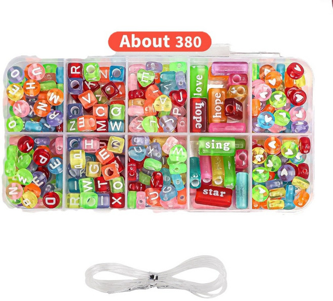 알파벳 이니셜 비즈 공예 키트 10칸, 1개, D세트