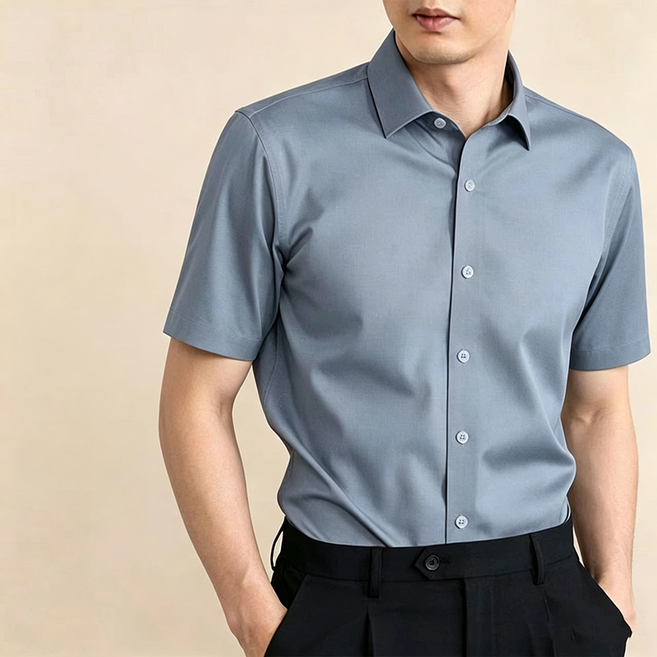 여름 남자 반팔 셔츠 오피스룩 와이셔츠 데일리 솔리드 남성 링클프리 셔츠 YHY