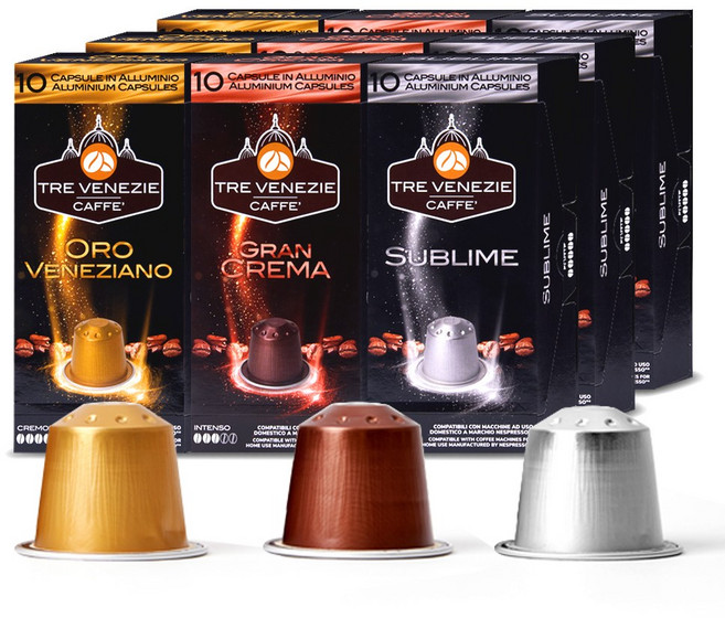 트레베네치아 네스프레소호환 캡슐커피 알루미늄 3종 90캡슐, 9박스, 10개입