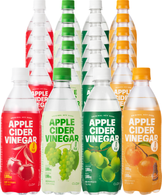 클룹 애사비소다 4종 세트 (체리+샤인머스캣+매실+감귤), 24개, 500ml