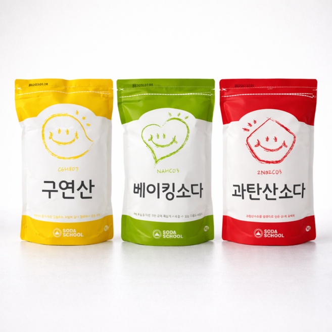 소다스쿨 베이킹소다1kg + 구연산1kg + 과탄산소다1kg 세트, 1세트