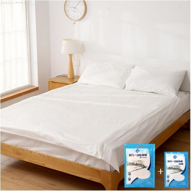 개별포장 일회용 싱글 더블 퀸 침대시트와 베게 침구세트, 1세트