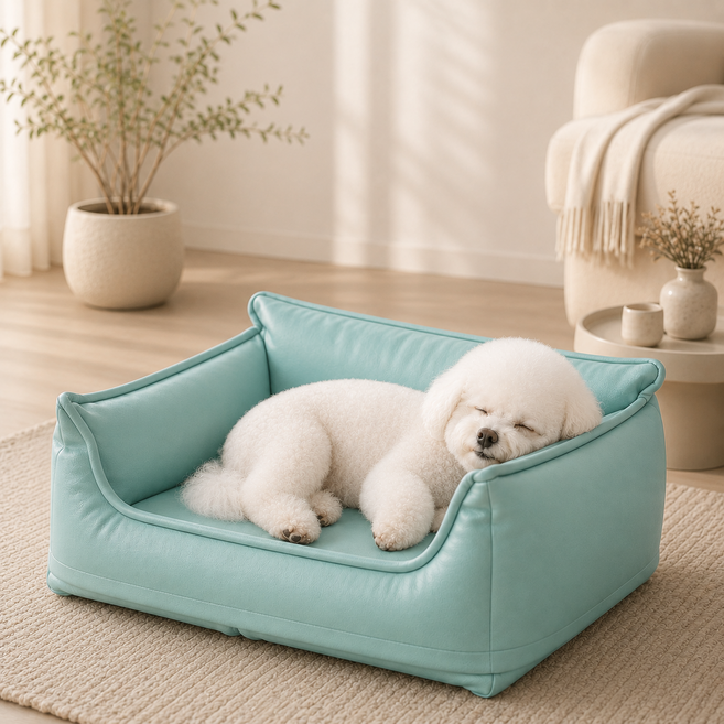 3위 - WHH 새로운 강아지 쿨매트 고양이 쿨방석 반려동물 푹신푹신 피혁 쇼파 침대, 1개, 그린블루