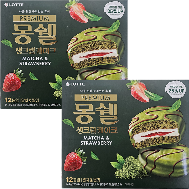 몽쉘 프리미엄 말차 & 딸기 산노루, 432g, 2개