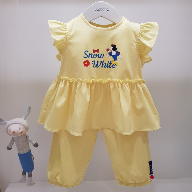 아가방 40% 여름 베이비페어 디즈니베이비 여름 우리딸은 백설공주 눈부신 옐로 유아 상하세트 찰랑찰랑 냉감 쿨소재 나시 유아 상하복 매일입고싶은 편한 외출복