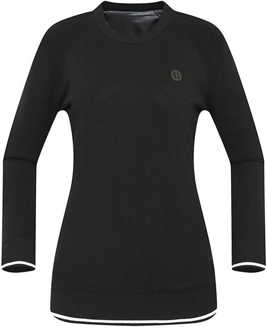 데니스골프 여성 골조직 변형믹스 라운드넥 니트