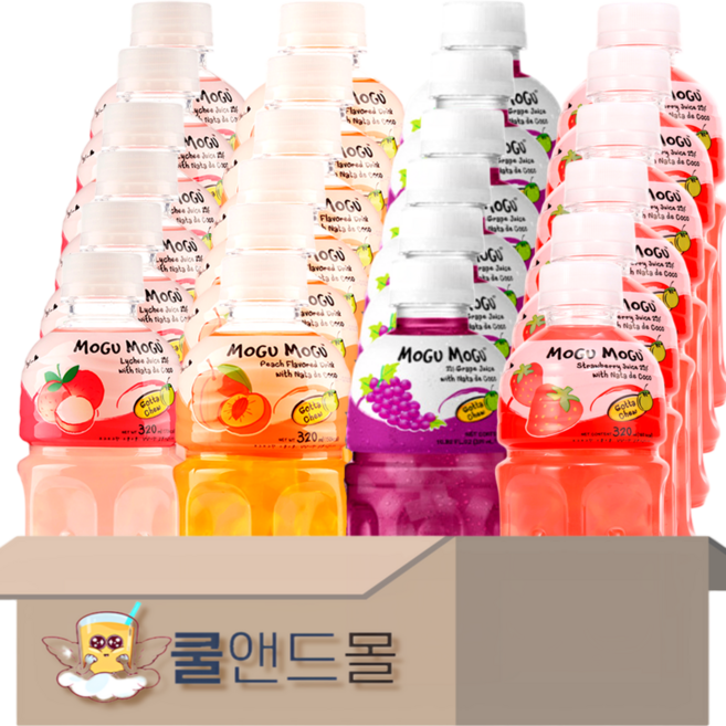 [쿨앤드몰] 모구모구 4가지맛 (리치+복숭아+포도+딸기), 24개, 320ml
