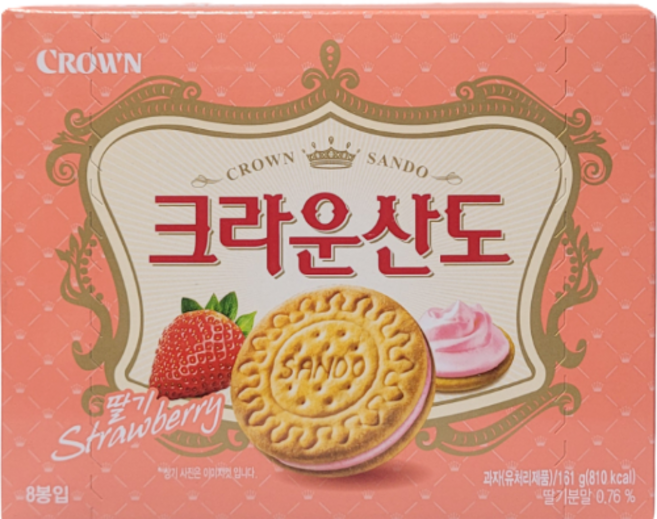 크라운산도 딸기크림치즈, 161g, 12개