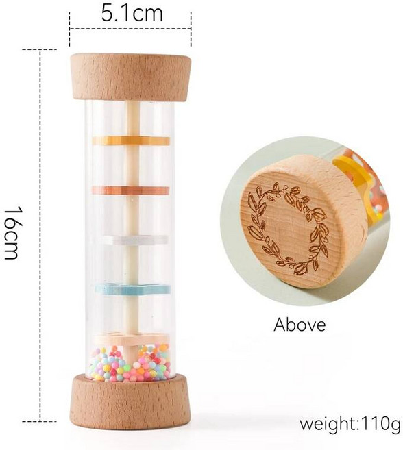 스틱 모래 아기 시계 장난감 레인보우 교육 몬테소리 다채로운 감각 딸랑이 비 음악, 1
