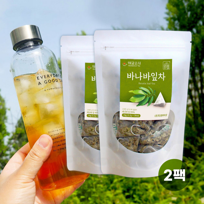 [최신 국내제조] 찬물에 잘 우러나는 바나바잎차 2팩, 1.2g, 30개입, 2개