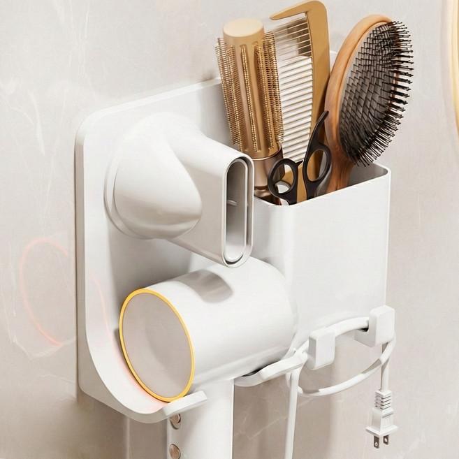 에스위두 BLDC 다이슨형 호환 무타공 수납형 드라이기거치대, 1개, 세라믹화이트