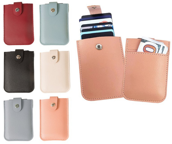 抽拉式卡片夾 多卡位 簡約皮革 輕巧便攜