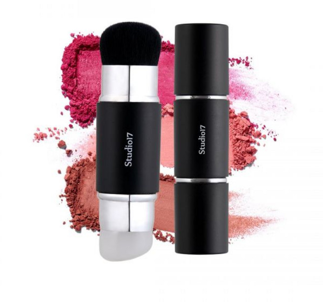 STUDIO17 블러셔브러쉬 볼터치 치크 듀얼 엔드 실리콘 팁 블러셔 브러시 컨투어링 & 적용을 위한 한국 올리브 영 메이크업 도구 피부 친화적인 자극 없는 전문가용 페이스, 1개