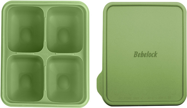 베베락 포네르 플래티넘 실리콘 큐브 1P(냉동보관용기_뚜껑포함 13.5cm X 15cm), 포네르 실리콘큐브(올리브1P)