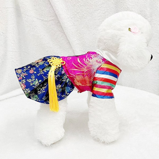 fooi 귀여운 강아지한복 핸드메이드 애견 한복 고양이한복, 분홍, 1개