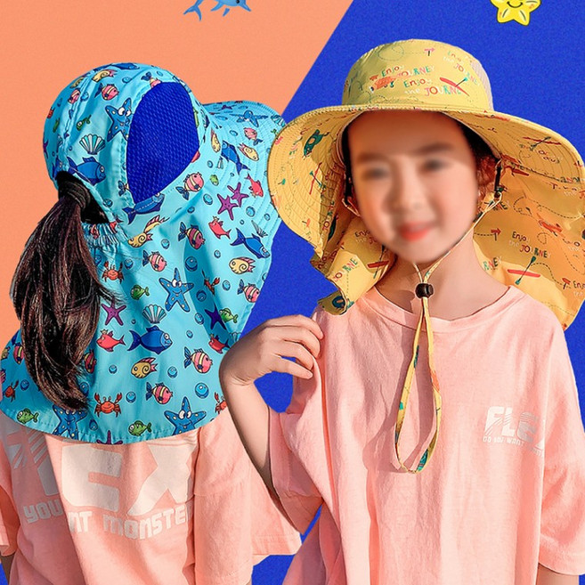 푸름살림 준캡 유아 아동 어린이 피쉬디노 가림막 봄 여름 가을 자외선차단 챙모자 돌돌이 머리띠 귀여운모자