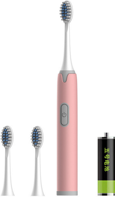 HYLSS 電動牙刷 軟毛USB充電 家庭套裝全員清潔, 1個, 如圖所示2091, A1粉色3刷頭