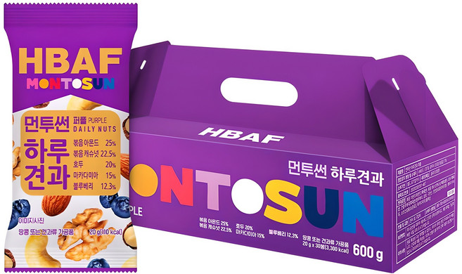 HBAF Mon To Sun每日堅果隨身包 紫款, 600g, 1盒