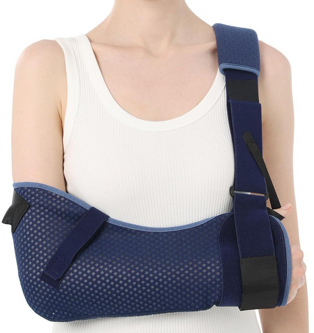 허리 스트랩 통풍 및 통기성 디자인의 벨포 팔 슬링 어깨 이모빌라이저 어깨용 지지대 회전근개 팔꿈치 손 부상메쉬 버전 파란색 왼쪽 S: 흉상 25-30.5, Large, Mesh Version-Right
