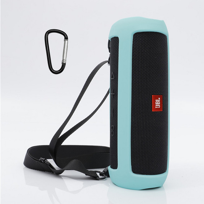 JBL Flip5 플립5 호환 실리콘 범퍼 케이스 소프트 커버+스트랩+카라비너, 민트, 1개