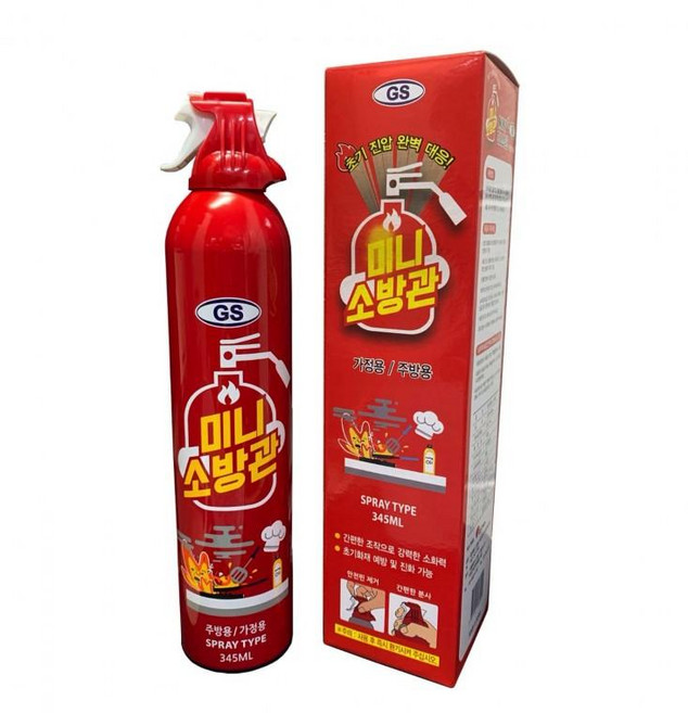 윤하우스미니소방관 소화기 390g 강화액 휴대용 차량용 가정용 주방용, 1개, 상세페이지 참조, 혼합색상