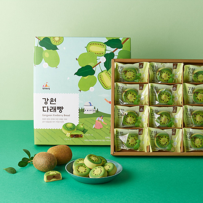 강원 다래빵 (개별포장) 디저트빵 선물세트 간식 택배 개별포장 답례품, 336g, 1세트