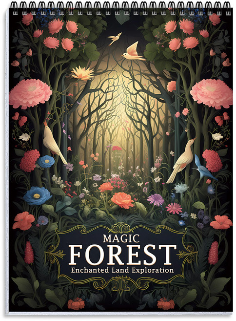 성인용 색칠책 컬러링북 마법의 숲 테마 스트레스 해소와 힐링을 위한 그림 색칠하기 어른 취미생활 초보자를 위한 컬러 드로잉북 쉽고 재밌게 즐기기, MAGIC FOREST
