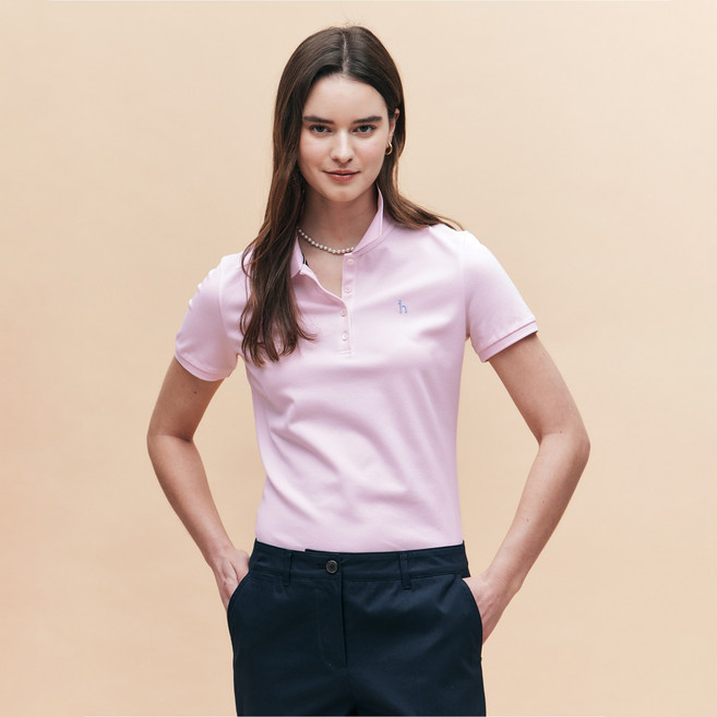 헤지스 여성용 아이코닉 슬림핏 반팔 피케 티셔츠