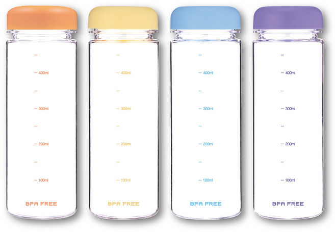 위드 눈금보틀 국산 트라이탄 물병 마이보틀 4P (오렌지 옐로 블루 퍼플 1개씩), 4개