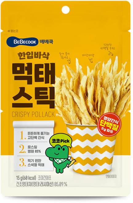 베베쿡 한입 바삭 먹태스틱 리뉴얼제품, 먹태맛, 15g, 1개