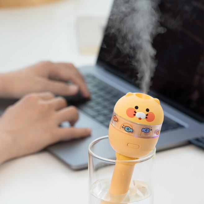 [카카오프렌즈] 아쿠아보틀 스틱형 무선 가습기 휴대용 탁상용 무드등 저소음 미니 가습기, 선택:아쿠아보틀 가습기_춘식이, 상세 설명 참조