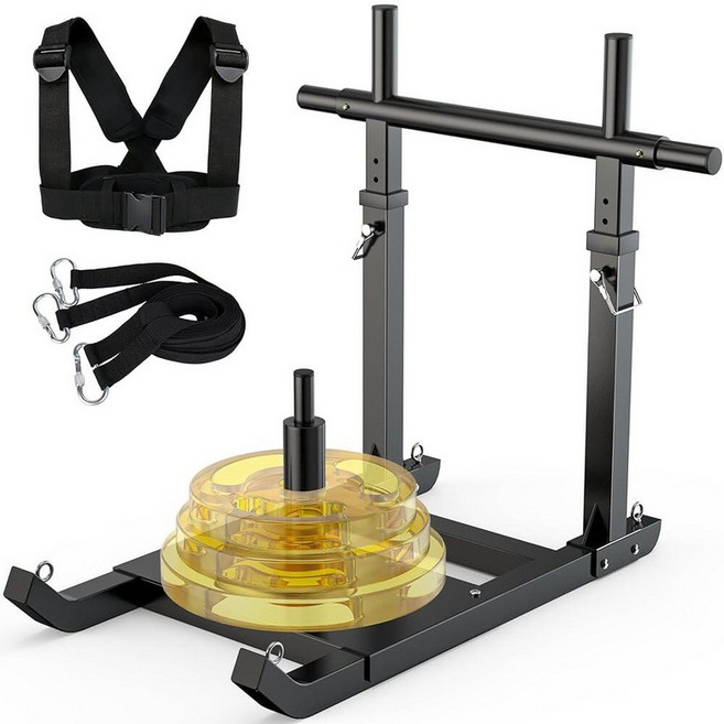 GanFindX Adjustable Weight Sled for Push & Pull Training Heavy-Duty Fitness Sled with 5 Adjustabl, H-Bar Black
