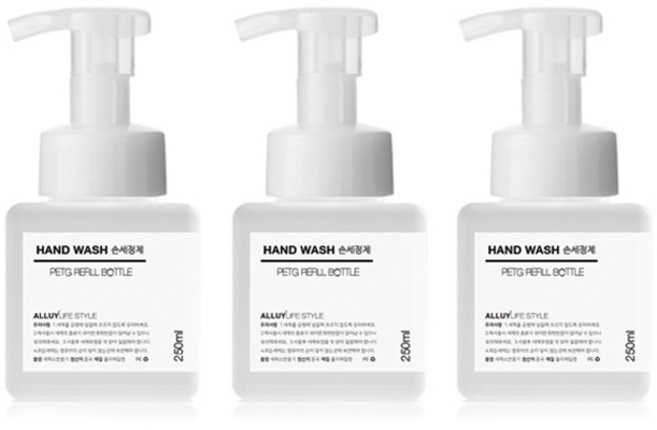 알루이 거품용기 욕실디스펜서 공병 250ml 백색, 3개
