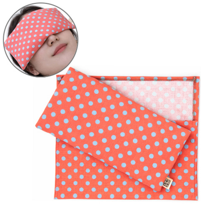 찜질백서 현미 미니 사각형 다용도 찜질팩 냉온 오렌지도트 + 보관주머니, 1개