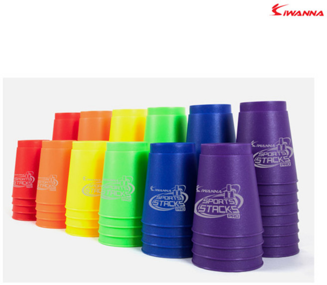 [IWANNA] 스택스 컵쌓기 스텍스 스태킹컵 12개입 색상선택, 그린(12개입)