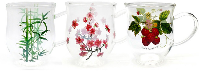 고원 레트로 유리 머그컵 3P 세트 400ml 감성 홈카페 내열 유리잔, 1세트, 혼합 색상