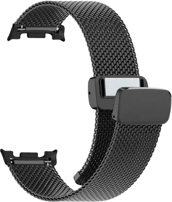 더조은셀러 D버클 밀레니즈 메탈 루프 밴드 갤럭시워치8 44 40 클래식 호환, 블랙