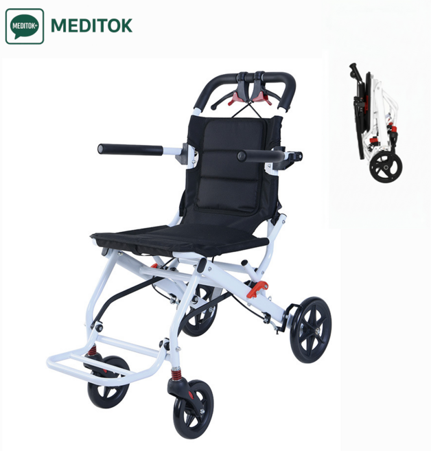 노인 휴대용 접이식 휠체어 경량 장애인 비행기 휠체어, 1개, 보급형