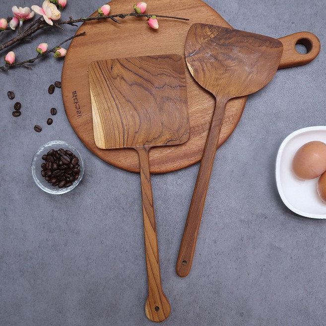 딱다구리 티크나무 사각 뒤집개, 1개, 우드, 대+와이드