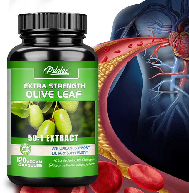 고농축 올리브잎 50:1 추출물 20 000mg 함량 올레우로페인 40% 50배 농축 및 표준화 추출물 100% 채식주의자용, 3개